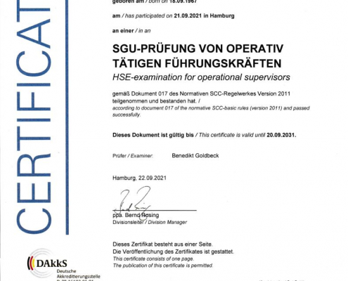 SCC Zertifikat